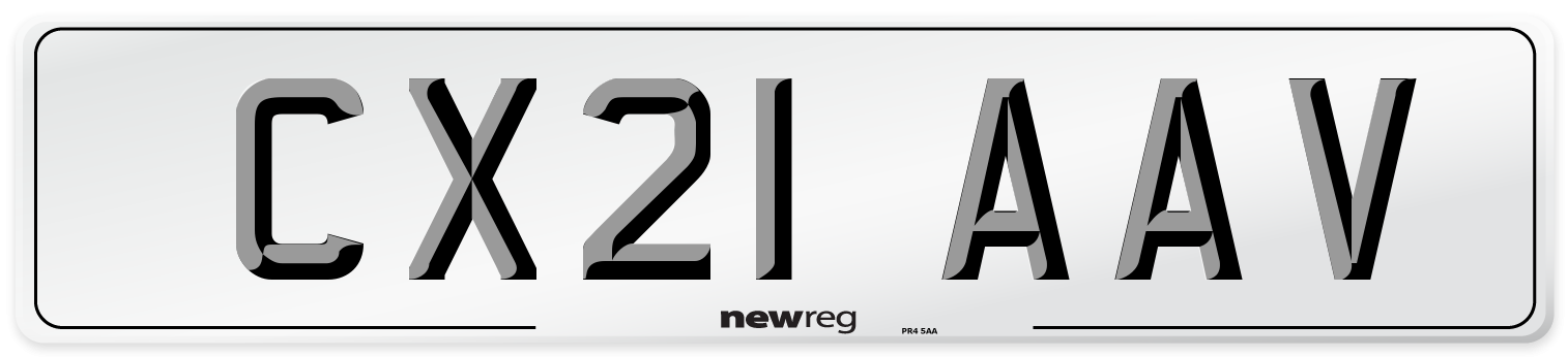CX21 AAV Number Plate from New Reg